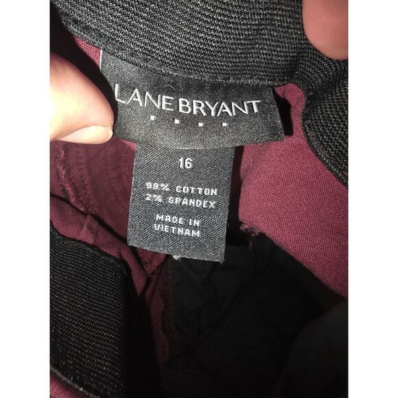 Lane Bryant Burgundy Stretch Cotton Trousers – Size 16 - Picture 7 of 7